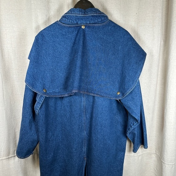 Denim Duster Long Coat Jacket Blue Button Western cowboy riding